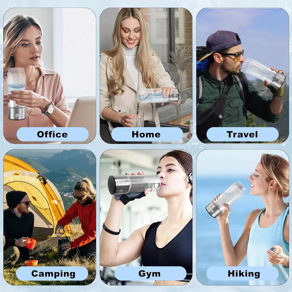 Portable Hydrogen Water Bottle Generator - Alkaline Maker, Water Ionizer, Antioxidant
