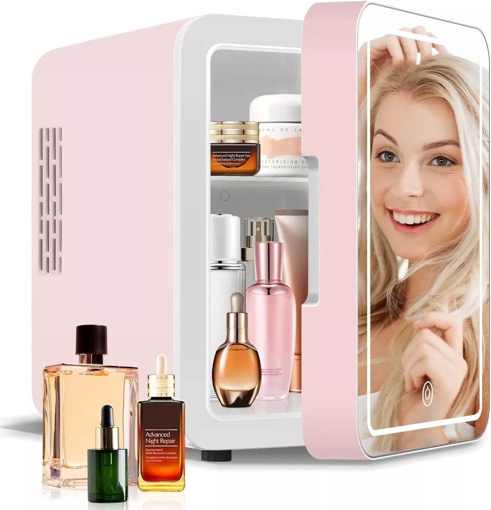 Makeup Mini Fridge - Mirrored Beauty Fridge With LED Lighting 8L Cosme ...