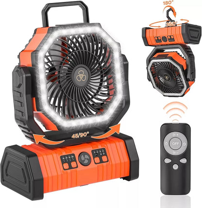Rechargeable Portable Camping Fan - Ceiling Fan with Light and Remote Control