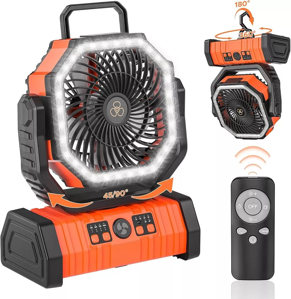 Rechargeable Portable Camping Fan - Ceiling Fan with Light and Remote Control