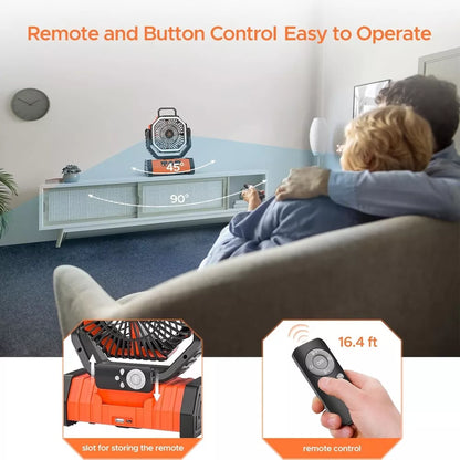 Rechargeable Portable Camping Fan - Ceiling Fan with Light and Remote Control
