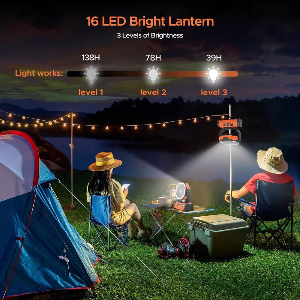 Rechargeable Portable Camping Fan - Ceiling Fan with Light and Remote Control