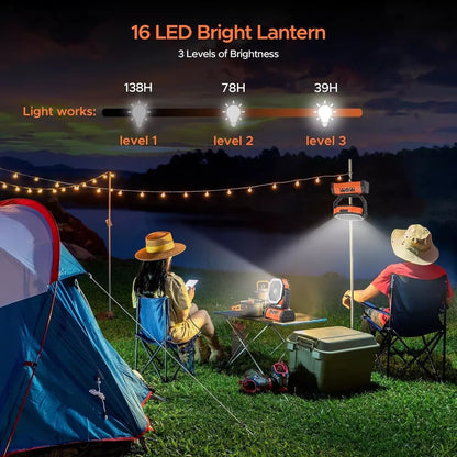 Rechargeable Portable Camping Fan - Ceiling Fan with Light and Remote Control