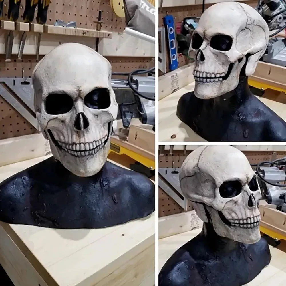 Movable Jaw Realistic Full Head Skull Mask - Human Skeleton Mask for Halloween Party
