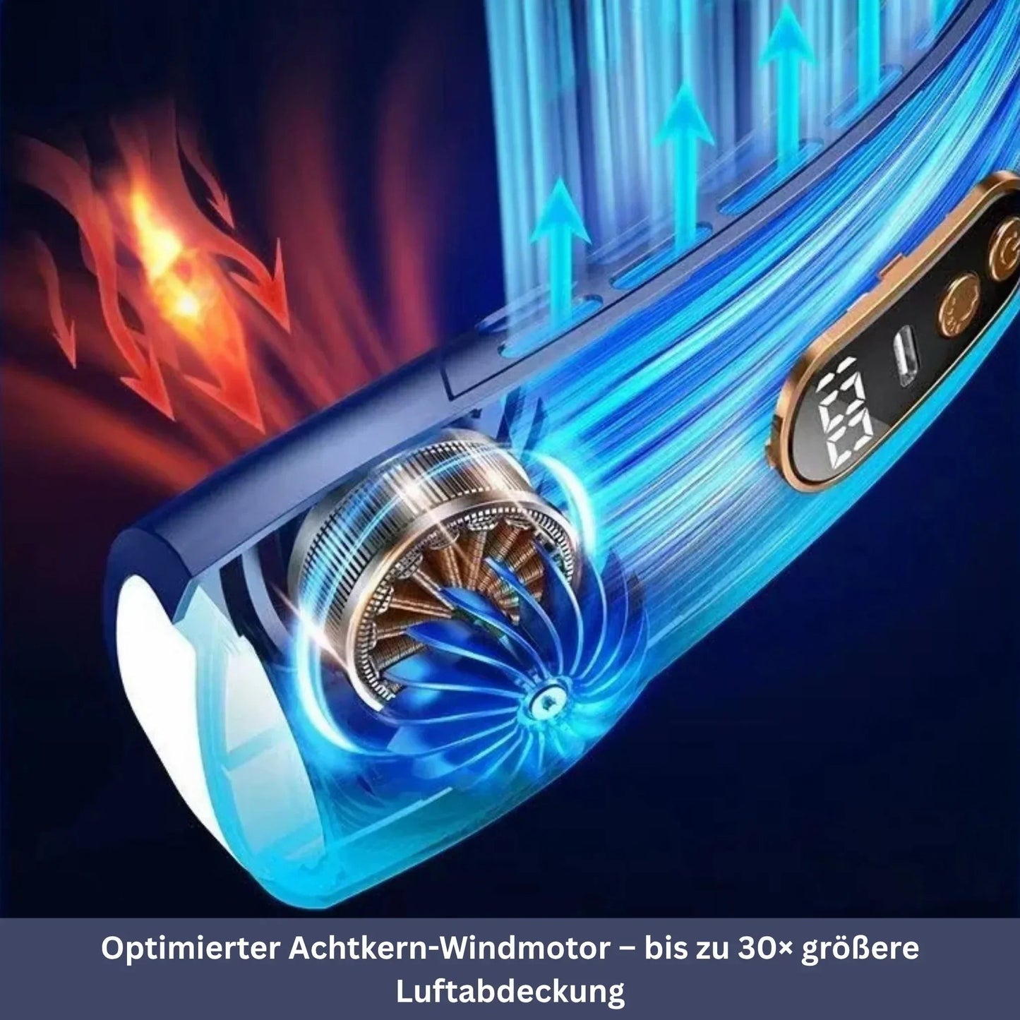 Tragbarer Nackenventilator mit LED-Kühlplatten