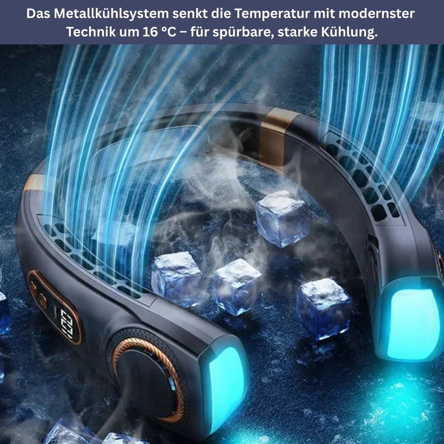 Tragbarer Nackenventilator mit LED-Kühlplatten