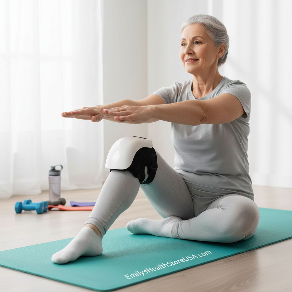 Knee massager heat vibration massage arthritis osteoarthritis pain relief adjustable wrap exercise recovery