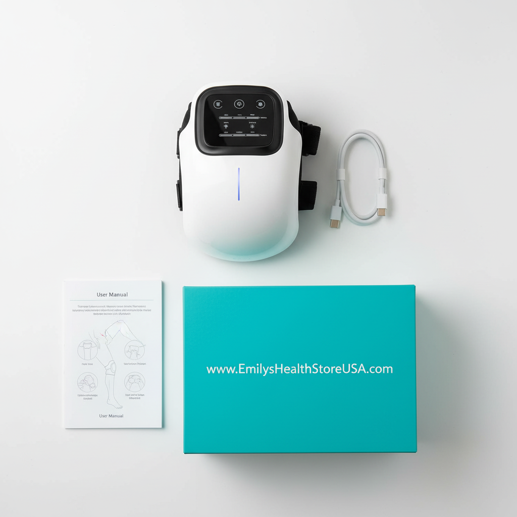 Rechargeable heated knee massager portable cordless arthritis pain relief therapy device package contents