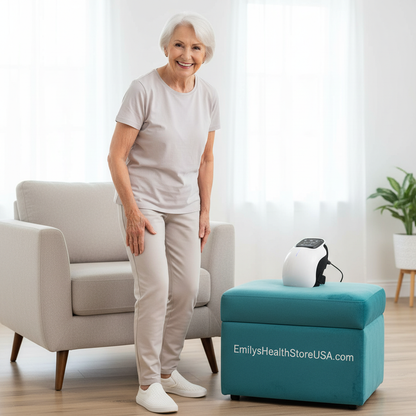 Heated knee massager results happy senior woman pain relief arthritis recovery mobility improved