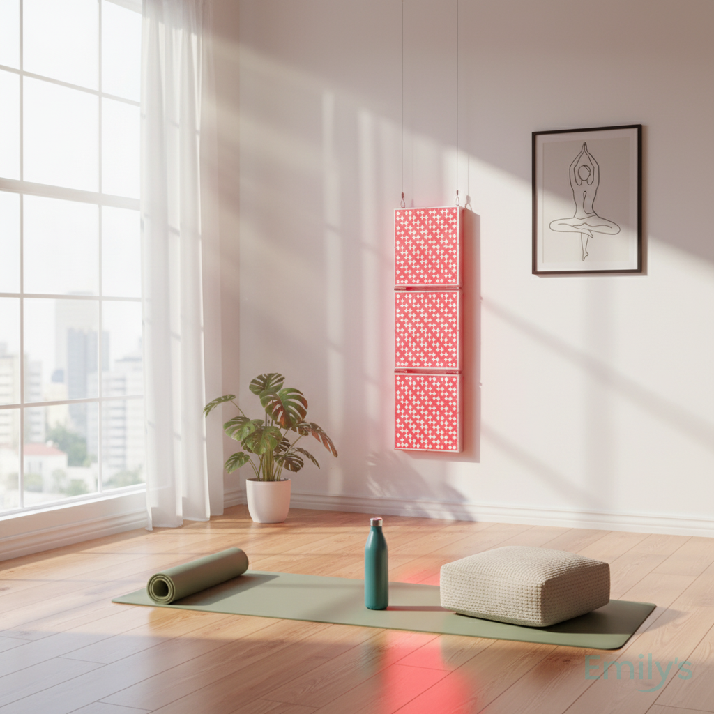 Red light therapy panel with wireless remote control and timer function