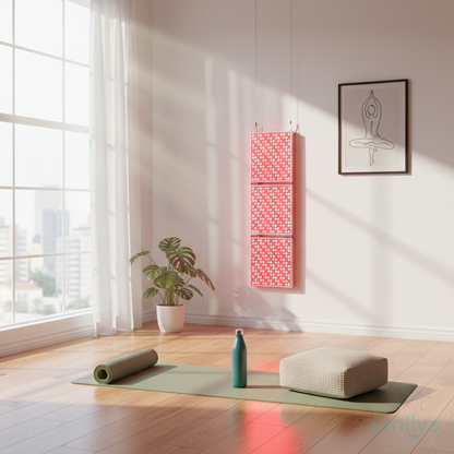 Red light therapy panel with wireless remote control and timer function