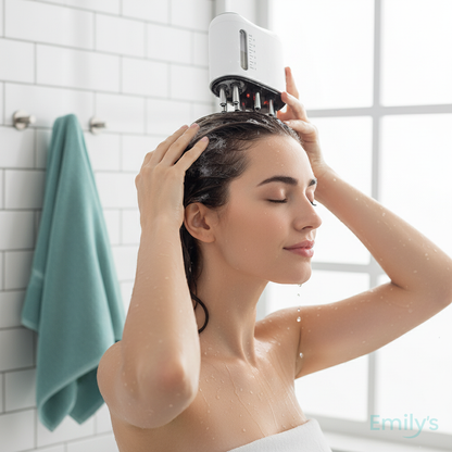 Vibrating scalp massager brush with silicone bristles for all hair types