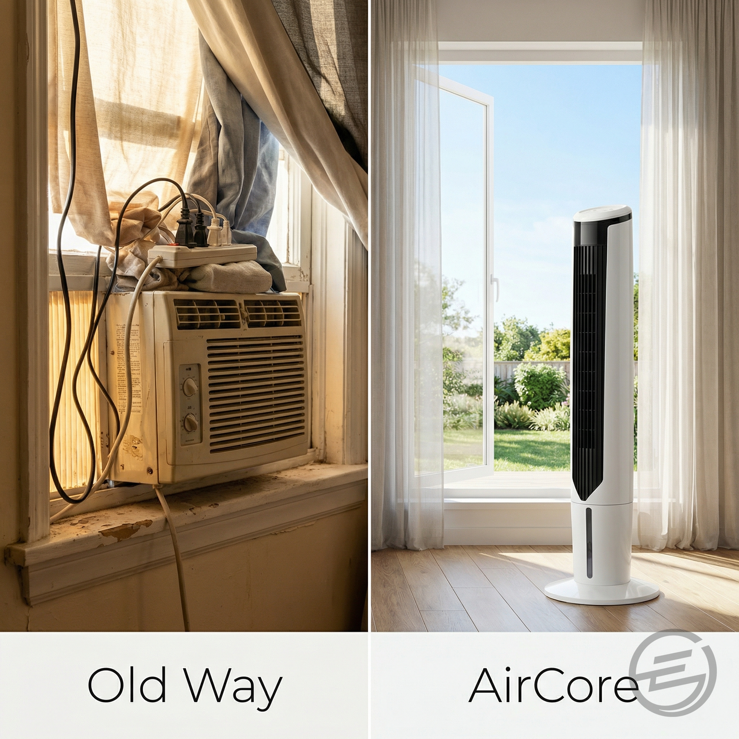 AirCore before after comparison window AC vs bladeless