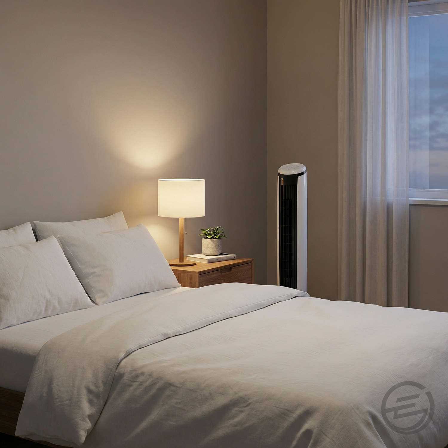 AirCore in peaceful bedroom evening setting