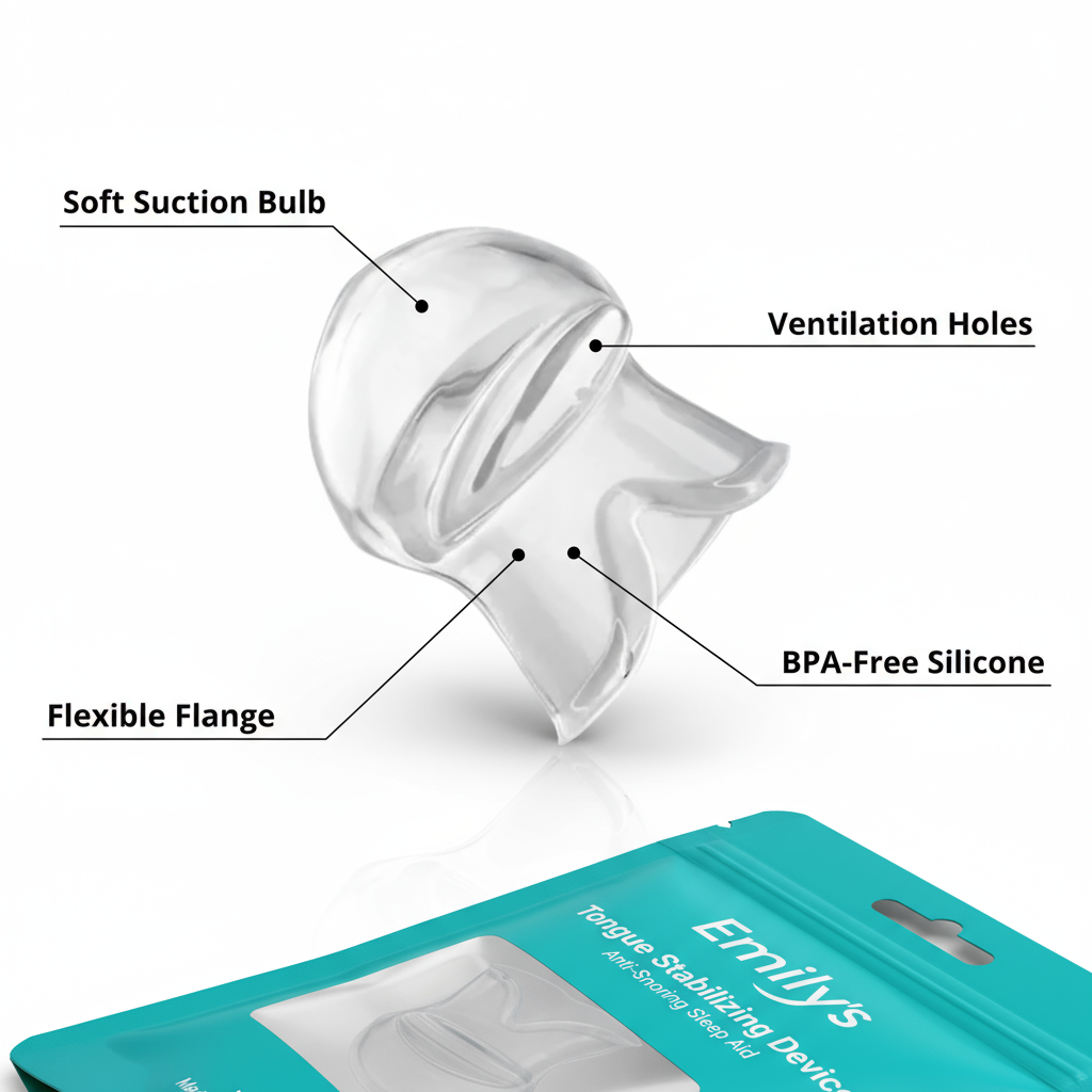 Anti snoring tongue retainer product with case BPA-free silicone