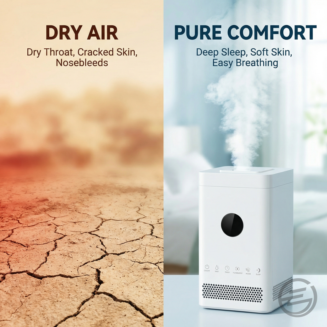 Humidifier before after - dry air vs pure comfort