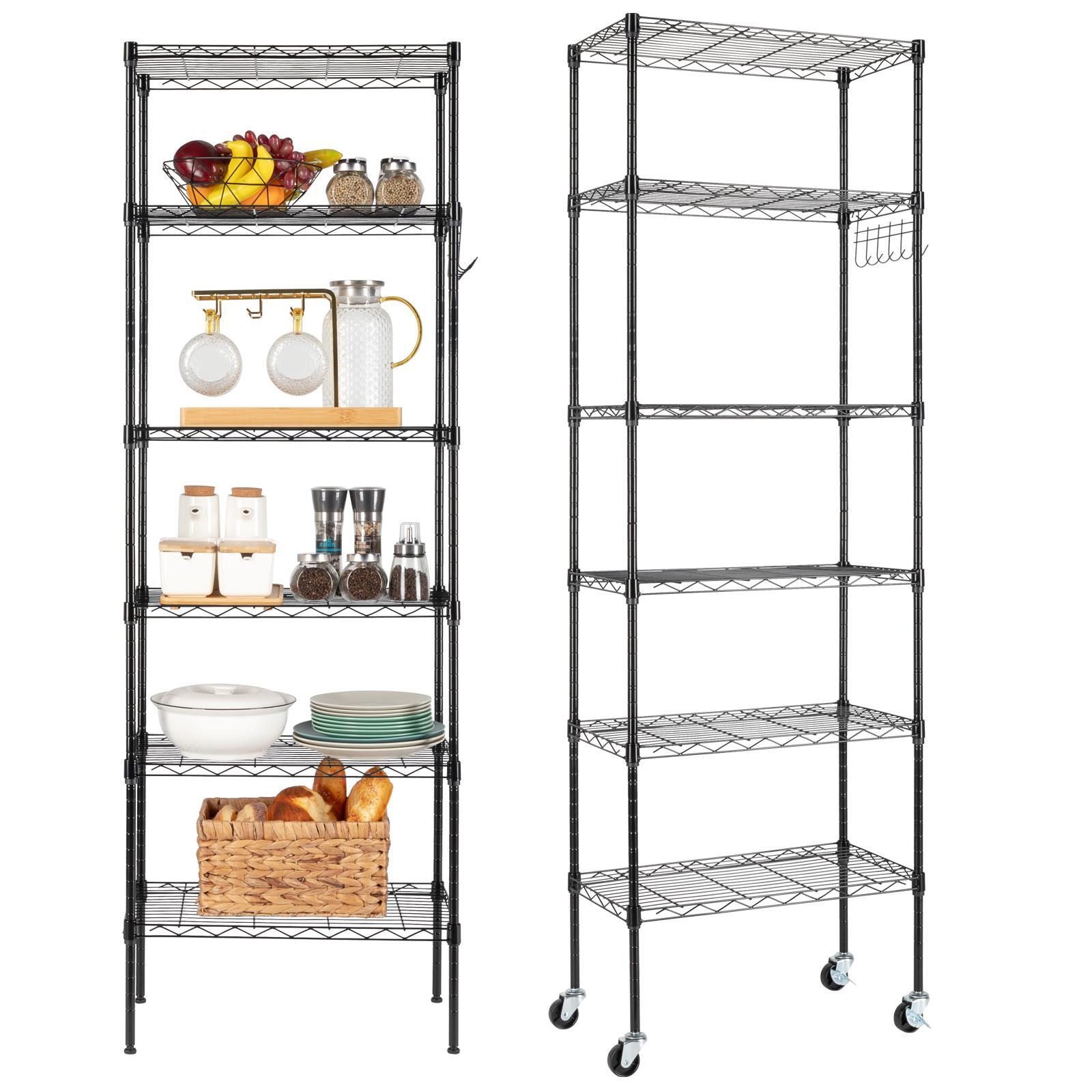 65 Inch Adjustable Rolling Storage Shelf Rack 6 Tier Wire Unit