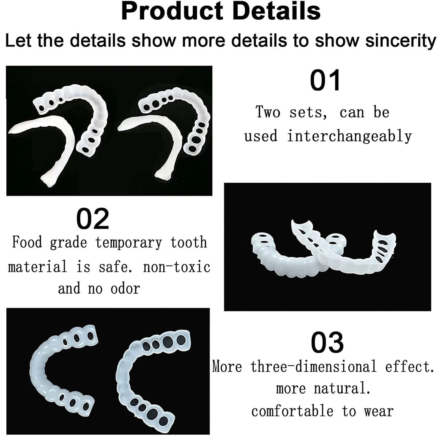 Cosmetic Dental Veneers Snap On Temporary Teeth Covers Set