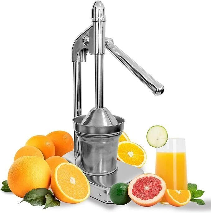 Hand press citrus juicer with lever action for oranges and lemons - professional manual fruit squeezer