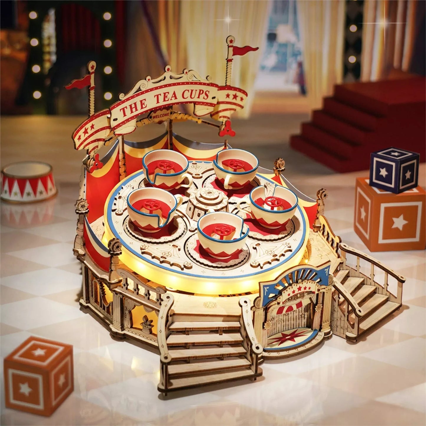 The Tea Cup Amusement Park 3D Wooden Puzzle