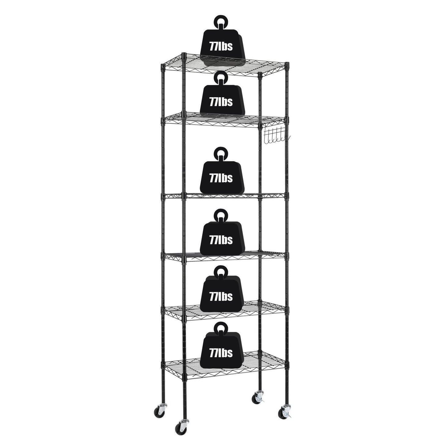 Adjustable Wire Shelving Unit with Hanging Hooks
