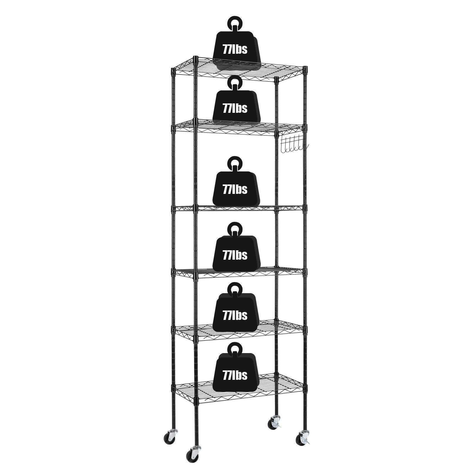 Adjustable Wire Shelving Unit with Hanging Hooks