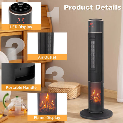 Portable Tower Heater Electric 1500W Oscillating Ceramic Remote