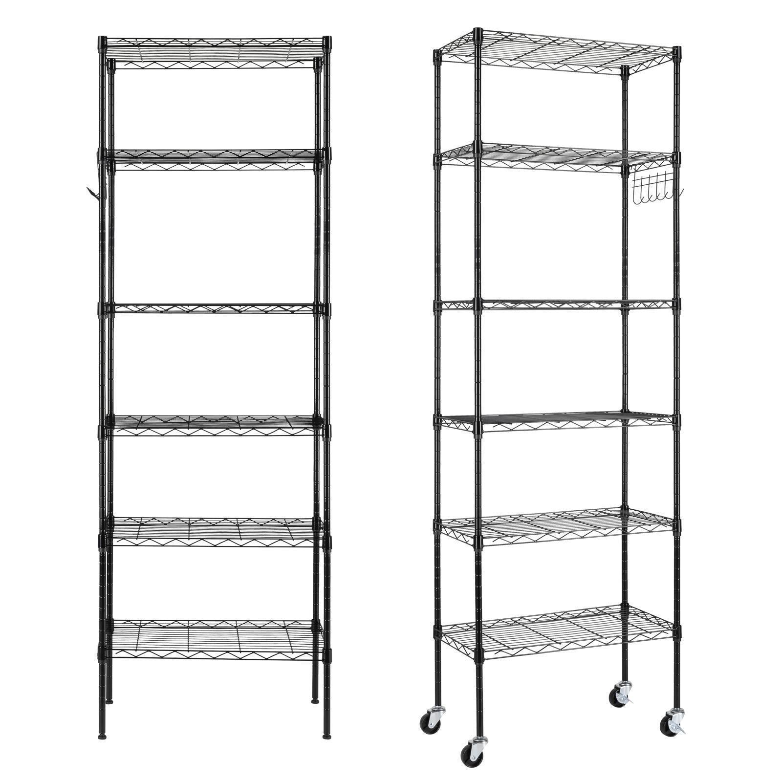 6 Tier Wire Storage Shelf Rack with Adjustable Shelves