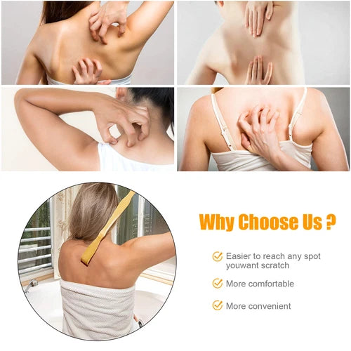 Long Reach Back Scratcher Bamboo Wooden Natural 3 Pack Set