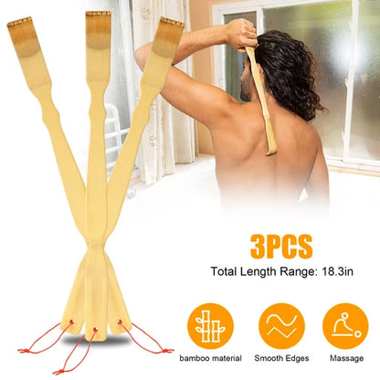 Natural Bamboo Back Scratcher 3 Pack Long Reach Wooden