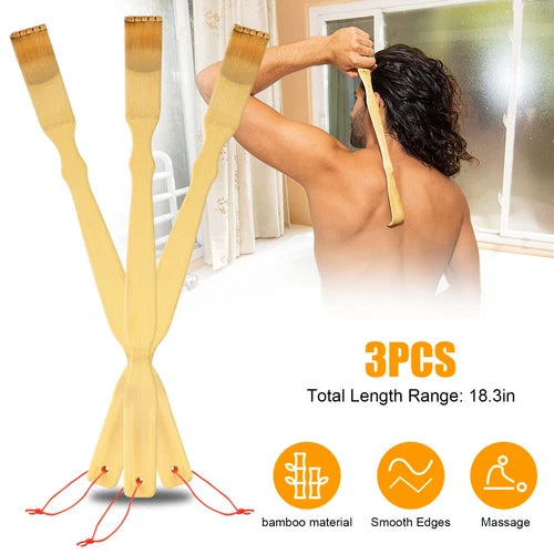 Natural Bamboo Back Scratcher 3 Pack Long Reach Wooden