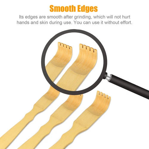 Back Scratcher Bamboo Natural Wood Long Reach Tool 3 Piece Set