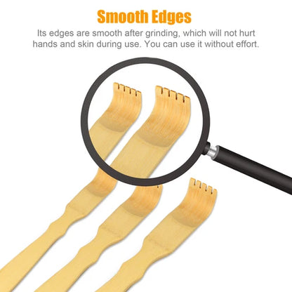 Back Scratcher Bamboo Natural Wood Long Reach Tool 3 Piece Set