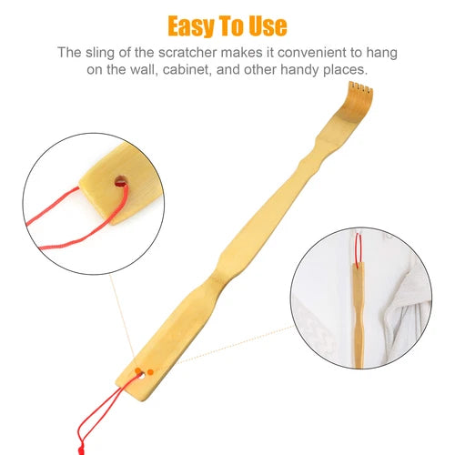 Bamboo Back Scratcher Wooden Natural Long Handle Portable