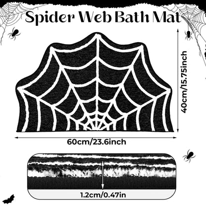 Black Spider Web Halloween Rug