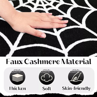 Black Spider Web Halloween Rug