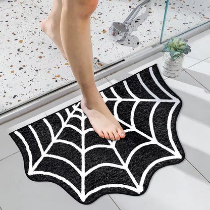 Black Spider Web Halloween Rug