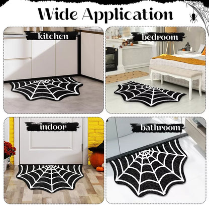 Black Spider Web Halloween Rug