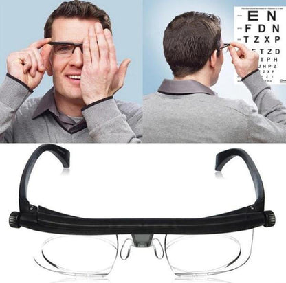 Adjustable focus glasses for reading computer distance travel backup emergency eyeglasses