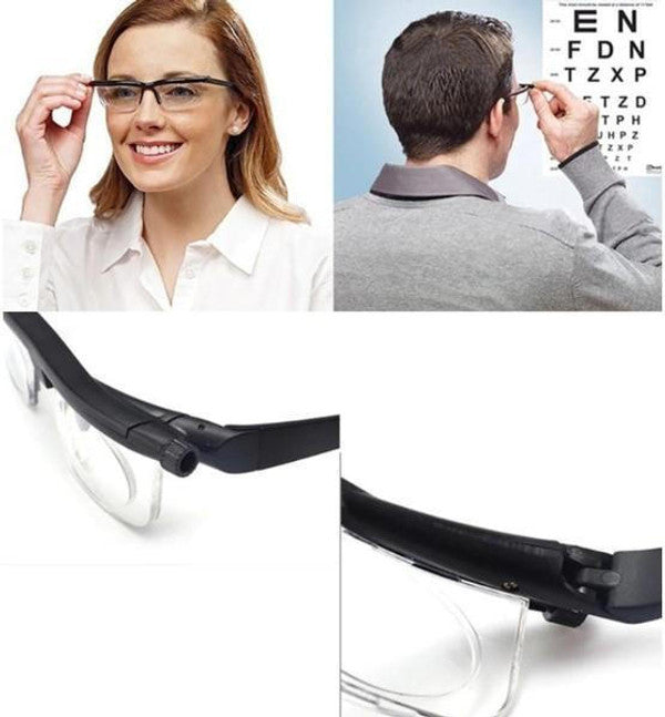 Adjustable eyeglasses specifications diopter range variable focus lens dial adjustment features