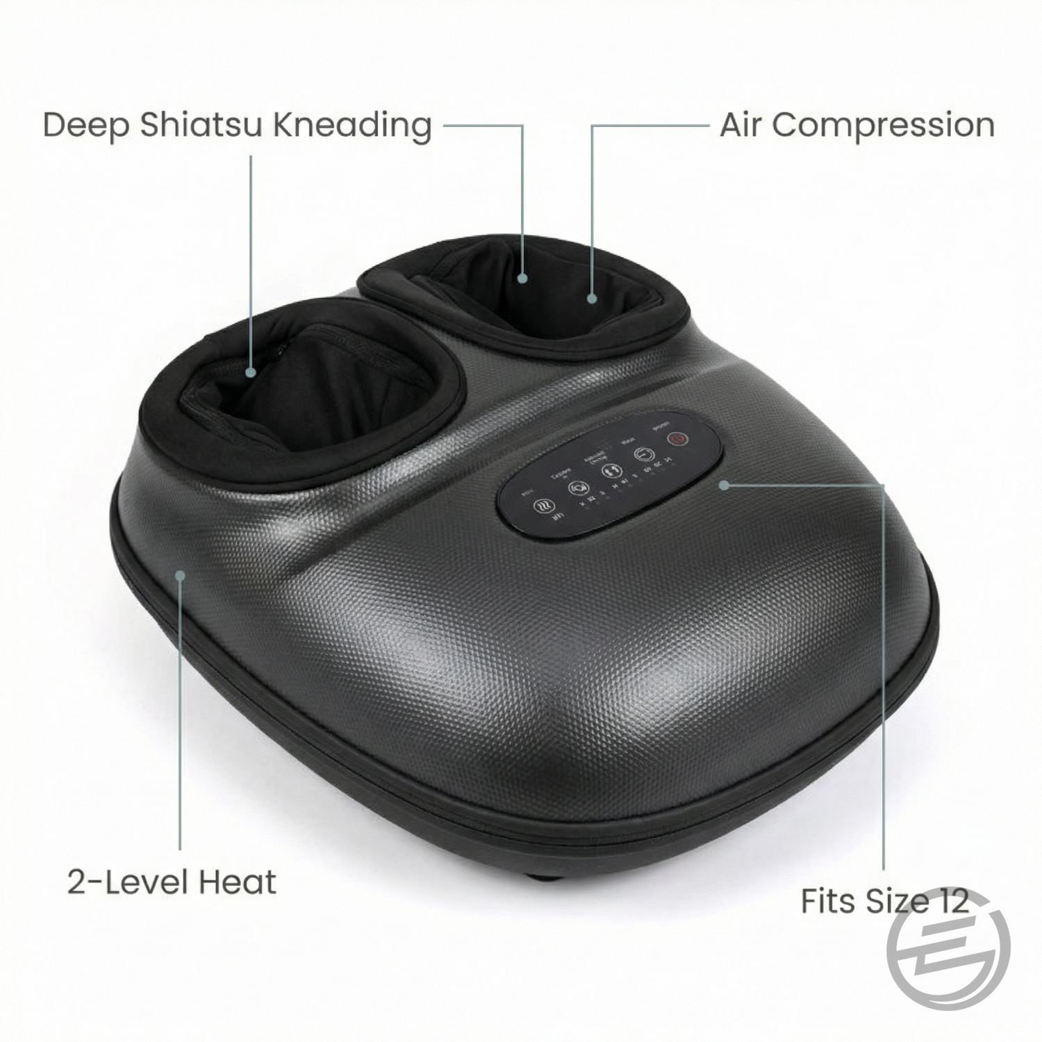 SoleSpa foot massager feature callouts shiatsu heat air compression