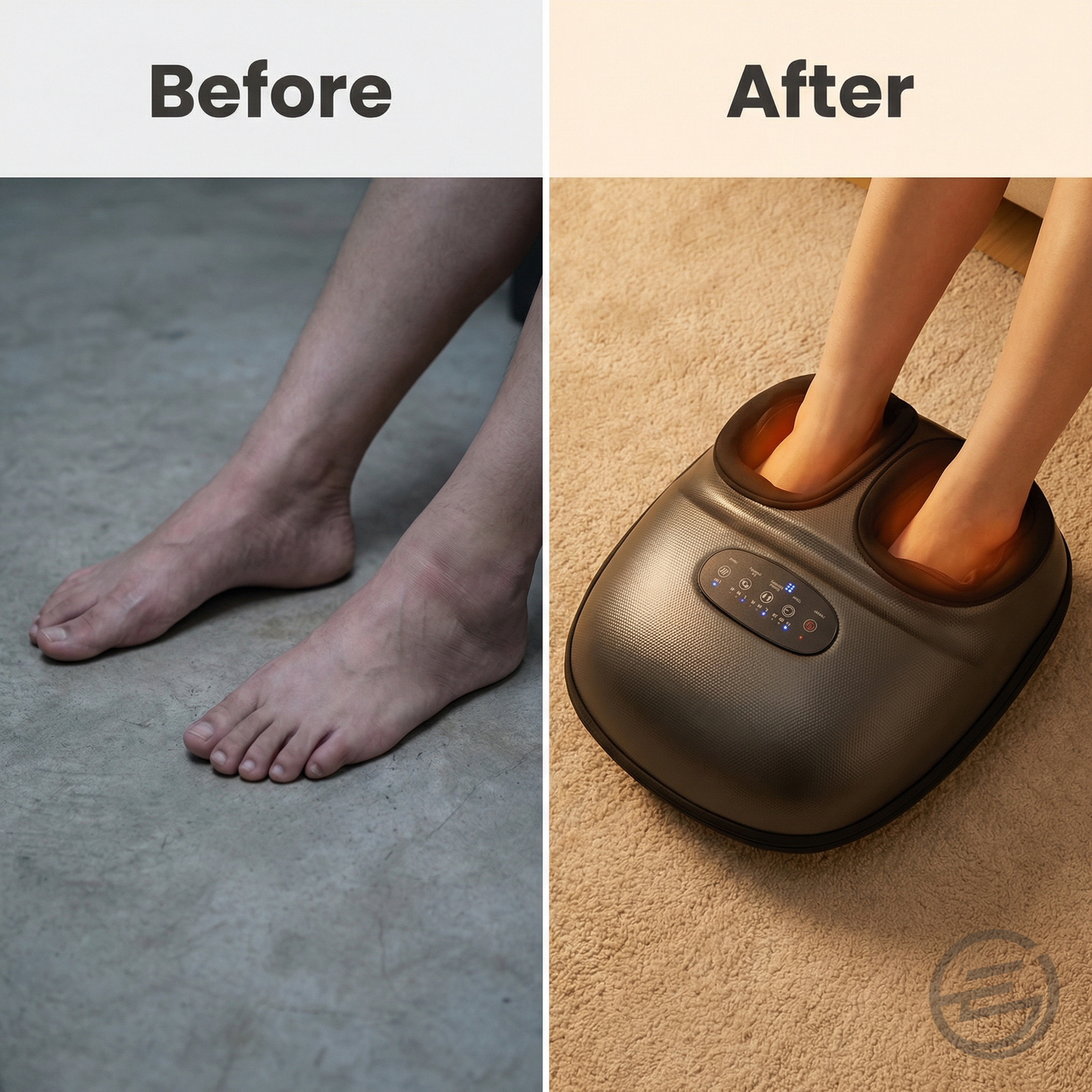 SoleSpa foot massager before after tired feet vs relaxed feet