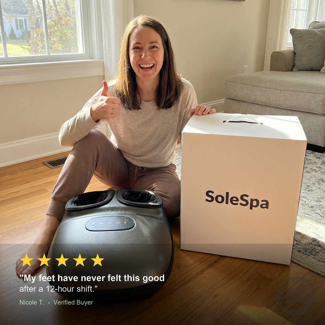 SoleSpa foot massager UGC customer review 5-star rating
